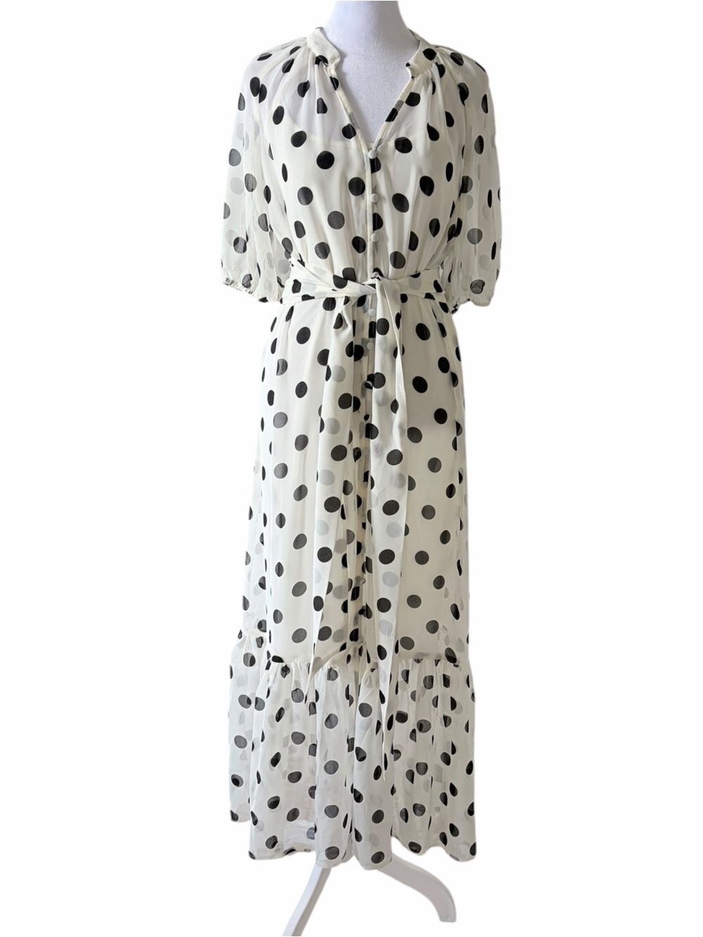 Bailey 44 Ivory Maxi Dress with Black Polka Dots